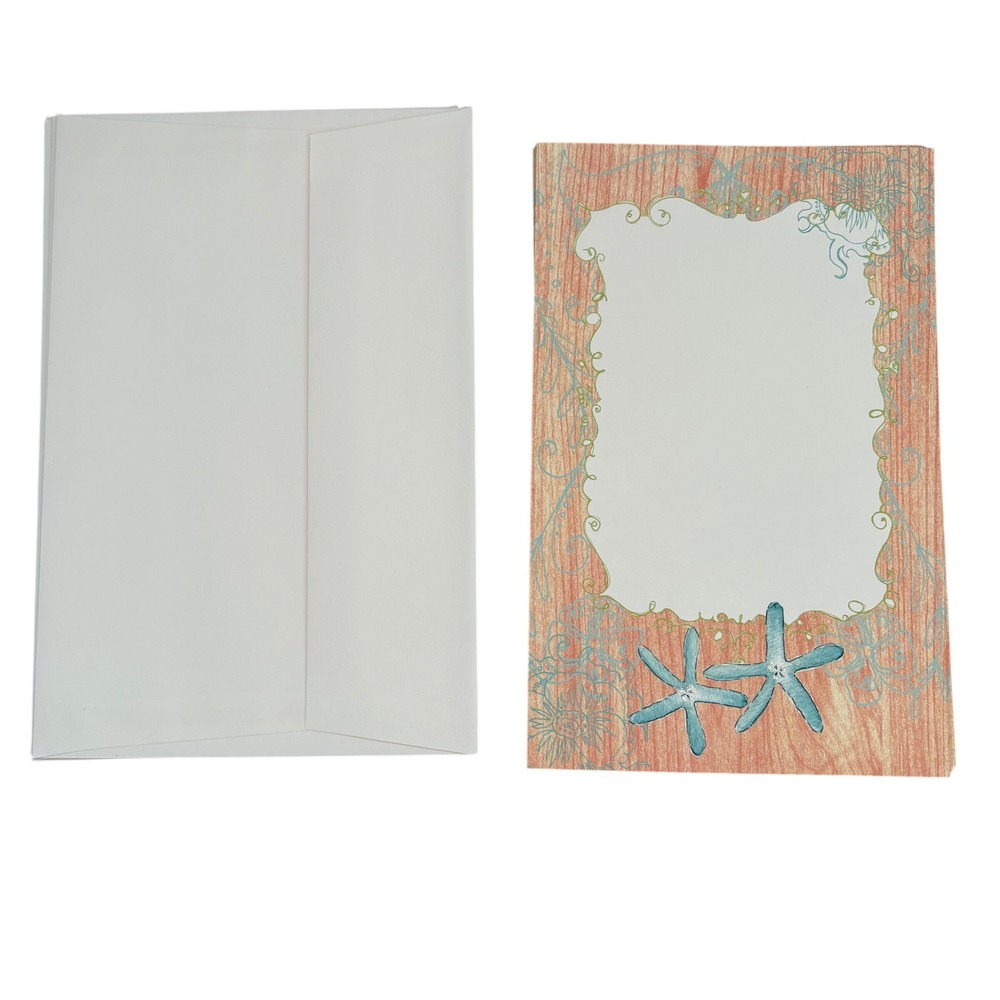 Bella Ink Designs Starfish Coastal Stationery Set WH-29 Note Cards Envelopes